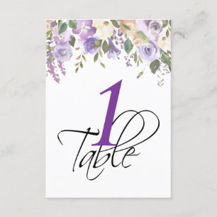 Aquarell-Blumen-Lavendel-Hochzeit-Tischnummer Einladung