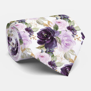 Aquarell Blumen Lavendel Lila Lilien Rosen Krawatte