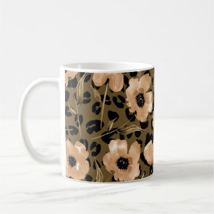Aquarell-Blumen-Leopard: Endloses Muster Kaffeetasse