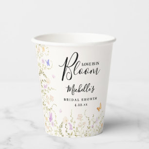 Aquarell Blumen Liebe ist in Blüte Brautparty Pappbecher