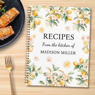 Aquarell-Blumen-Limonen-Persönliches-Rezeptbuch Notizbuch