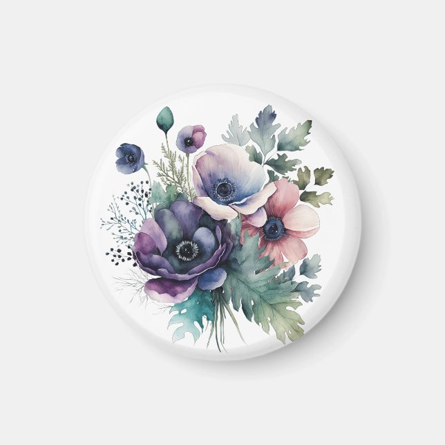 Aquarell-Blumen  Magnet (Vorne)