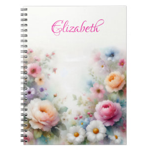 Aquarell-Blumen-Malerei Elegantes Template Cute Notizblock