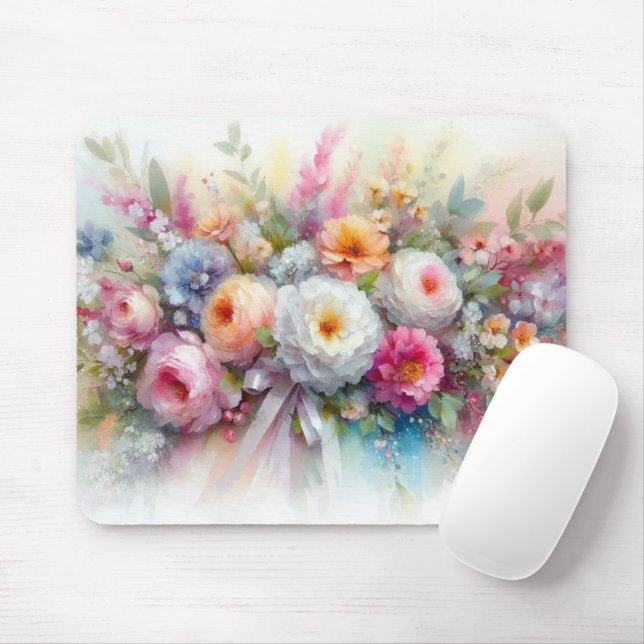 Aquarell-Blumen-Malvorlage Mousepad (Mit Mouse)