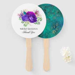 Aquarell-Blumen-Mardi-Gras-Quinceañera Fächer
