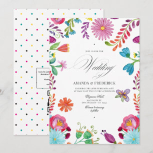 Aquarell-Blumen-Mexikanische Fiesta QR-Code-Hochze Einladung