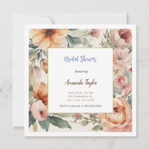 Aquarell-Blumen-Minimal-Brautparty-Karte Einladung