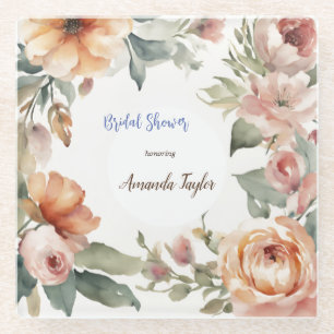 Aquarell Blumen Minimal Bridal Shower Glasuntersetzer