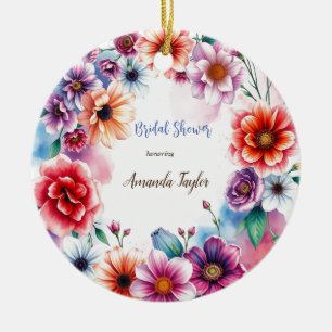 Aquarell Blumen Minimal Bridal Shower Keramik Ornament