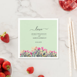 Aquarell-Blumen-Mintgrüne Hochzeitsserviette Serviette