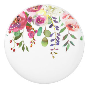 Aquarell Blumen Modern Farbige Kräftige Keramikknauf
