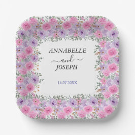 Aquarell Blumen Moderne Botanische Hochzeit Pappteller