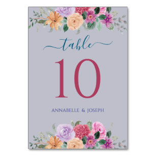 Aquarell Blumen Moderne Botanische Hochzeit Tischnummer