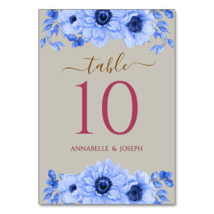 Aquarell Blumen Moderne Botanische Hochzeit Tischnummer