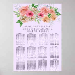 Aquarell-Blumen Moderne Botanische Sitzordnung Poster