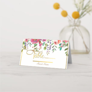 Aquarell Blumen Moderne Hochzeitstisch Platzkarte