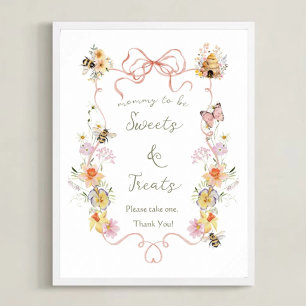 Aquarell-Blumen-"Mommy to Bee"-Baby-Shower-Leckere Poster
