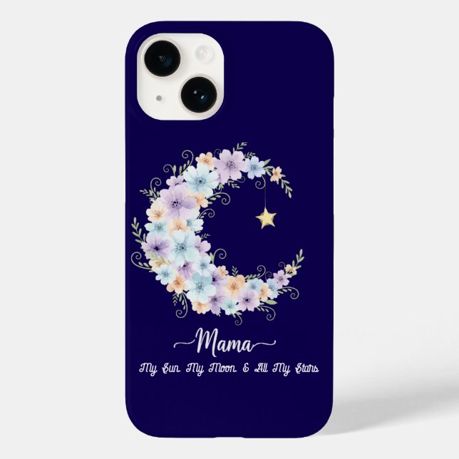 Aquarell-Blumen-Mond-Mama Case-Mate iPhone Hülle (Rückseite)