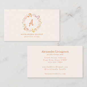 Aquarell-Blumen-Monogramm-Boho-weibliche Geschäfts Visitenkarte