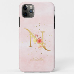 Aquarell-Blumen-Monogramm-Name-Initial-N- Buchstab Case-Mate iPhone Hülle