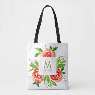 Aquarell-Blumen-Monogramm personalisiert