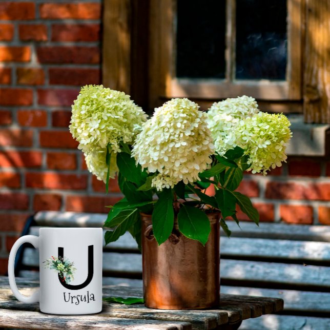Aquarell-Blumen-Monogramm-Rentner-Kaffeetasse Kaffeetasse (Von Creator hochgeladen)