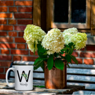 Aquarell-Blumen-Monogramm-Ruhestands-Kaffeetasse Kaffeetasse