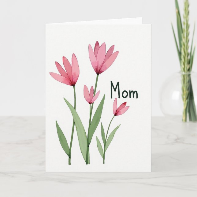 Aquarell-Blumen-Mutter-Karte Karte (Vorderseite)