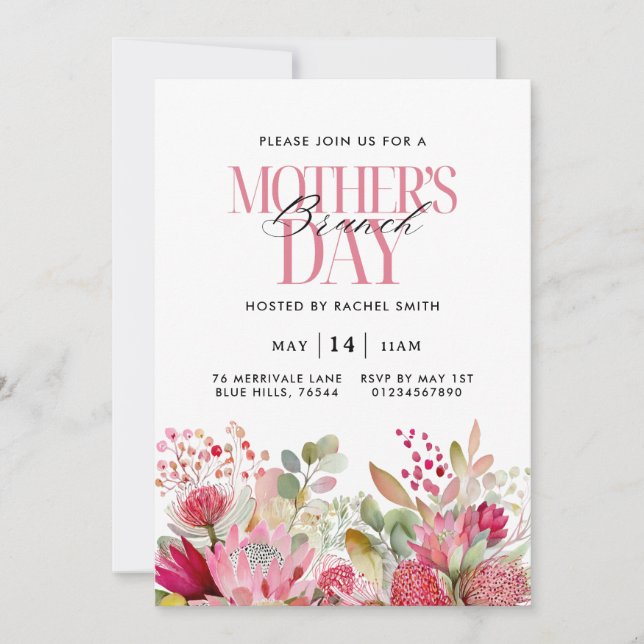 Aquarell Blumen Muttertags-Brunch-Einladung Einladung (Vorderseite)