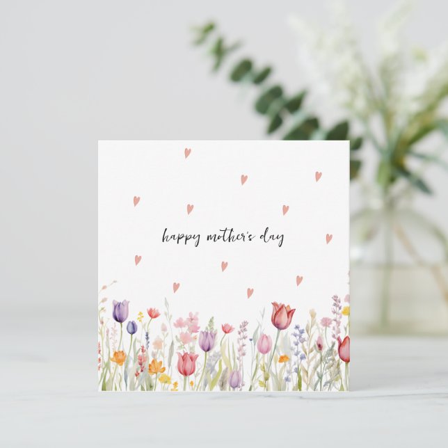 Aquarell-Blumen-Muttertagskarte Feiertagskarte (Stehend Vorderseite)
