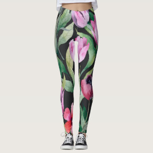 Aquarell-Blumen, nahtloses schönes Muster. Leggings