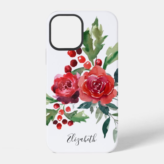 Aquarell-Blumen-Name iPhone Hülle (Rückseite)