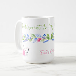 Aquarell-Blumen-Needlepoint Glücksort NAME Kaffeetasse