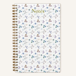 Aquarell-Blumen-Notizbuch - Blau Notizbuch