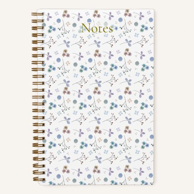 Aquarell-Blumen-Notizbuch - Blau Notizbuch (Vorderseite)