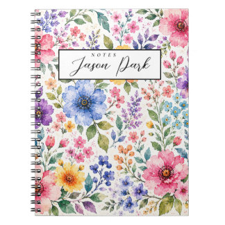 Aquarell-Blumen-Notizbuch Notizblock