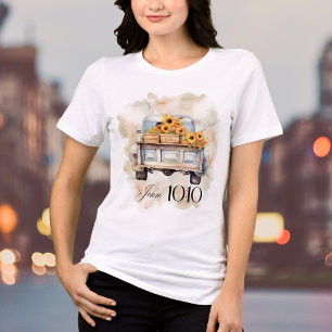 Aquarell-Blumen-Oldtimer-LKW mit Bibelvers Tri-Blend Shirt