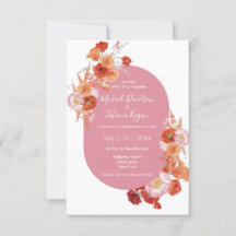 Aquarell-Blumen orange rosa & Sommerhochzeit