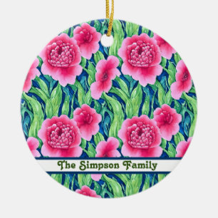 Aquarell-Blumen-Ornament zum Anpassen Keramik Ornament