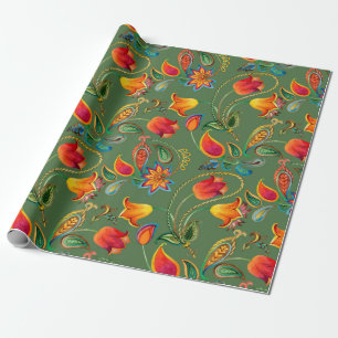 Aquarell-Blumen-Paisleymuster Geschenkpapier