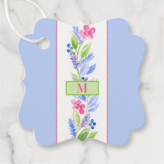 Aquarell-Blumen-Pastellfarben NAME INITIALE Geschenkanhänger