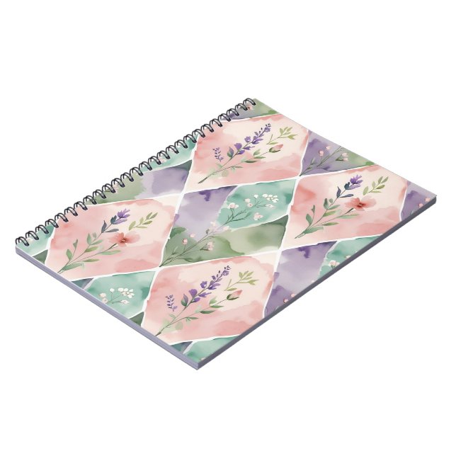 Aquarell-Blumen-Patchwork Notizblock (Linke Seite)