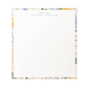 Aquarell-Blumen-personalisierter Schreibtischname Notizblock