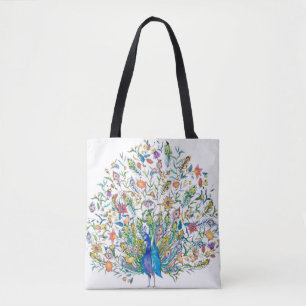 Aquarell-Blumen-Pfau