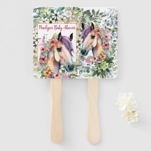 Aquarell-Blumen-Pferd-Baby-Dusche Fächer