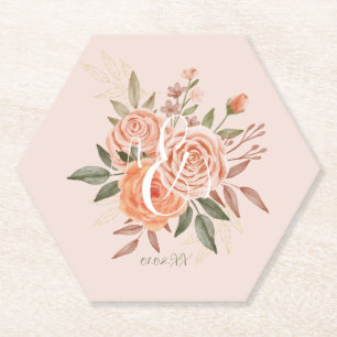Aquarell-Blumen Pfirsich-Rosen Staubiges Rosa  Untersetzer