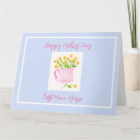 Aquarell-Blumen Pink Muttertag NAME FOTO