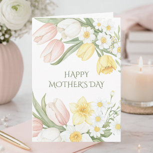 Aquarell Blumen Pinke Tulpen Frohen Muttertag Karte