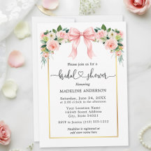 Aquarell Blumen Rosa Schleife Herz Brautparty
