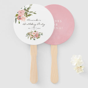 Aquarell-Blumen-Rosé & Rose Gold Geburtstagsfeier Fächer